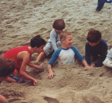 My son Jason was definitely an extrovert. Here he is at his tenth birthday party at the beach.