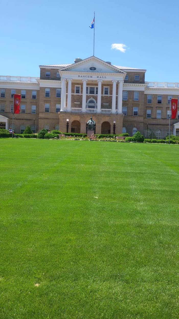 Bascom Hall at the heart of the University of Wisconsin campus in Madison. Taken in 2019.