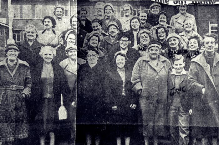 Mum, Grandma Evans, Grandma Trigg and my brother Eric pictured on a trip with the Tyldesley Ward women's group in the late 1950s. Grandma Trigg had written their names on the photo, which appeared in the local newspaper.