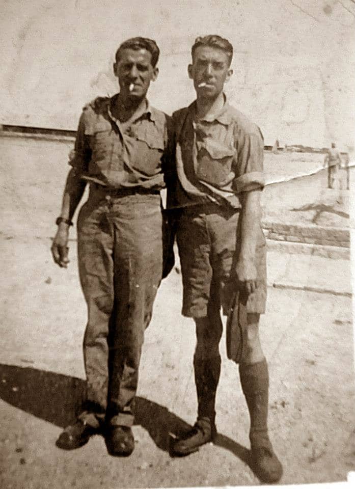 Grandad, on the left, with one of his pals while deployed to Ashur, Iraq, with the RAF during the Second World War.
