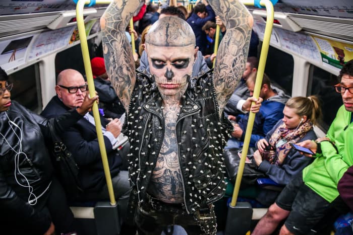 Rick Genest, also known as "Zombie Boy." Another outcast in a cruel society. He died by suicide August 1, 2018, but he made his mark. The Lady Gaga video with Rick in it was my pick for this essay. He was the truth of so many or our stories.