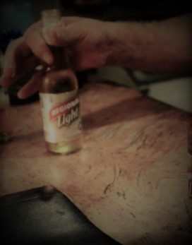 After finishing half of his beer, the man finally had the courage to break the tension between the two.