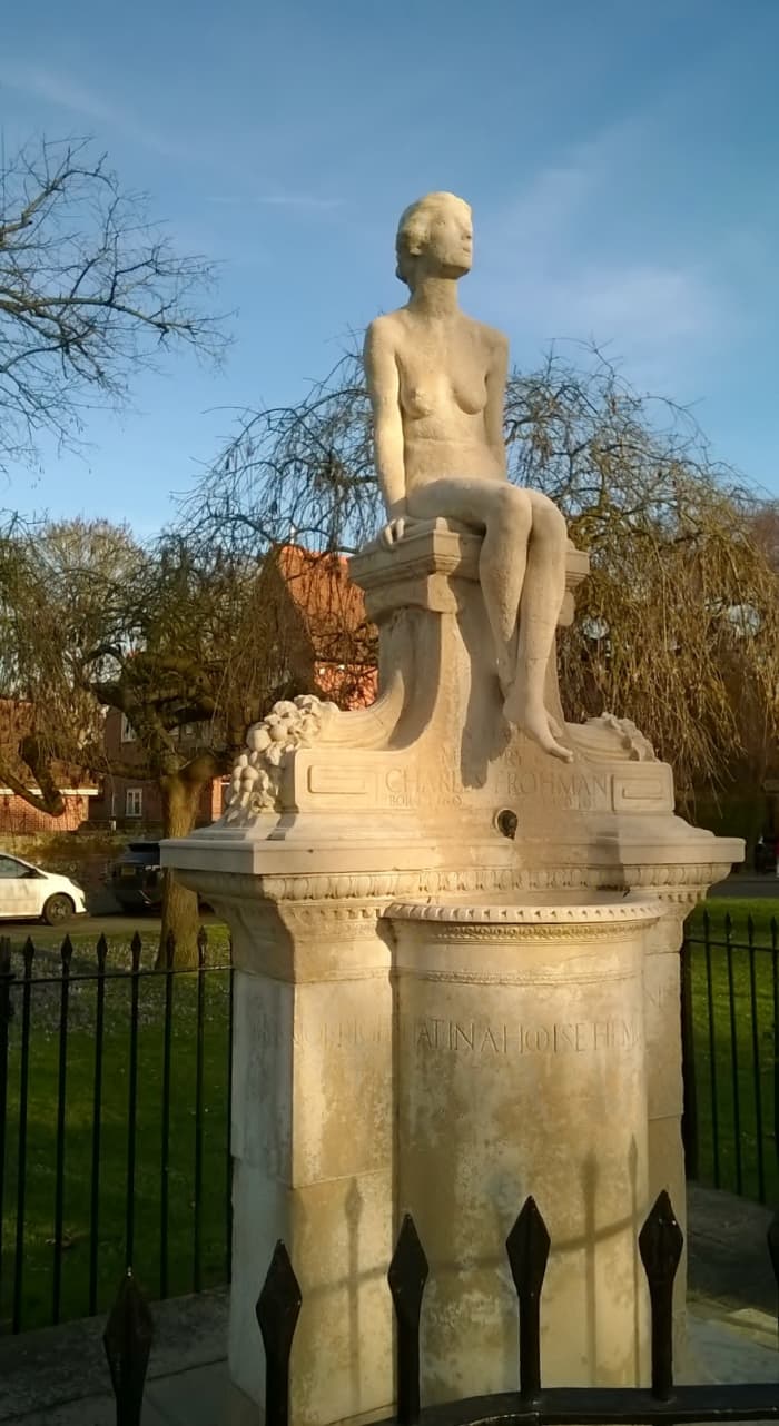 'tis not right that in a house the muses haunt mournings should dwell. Such things befit us not". This is the inscription on the side of the statue
