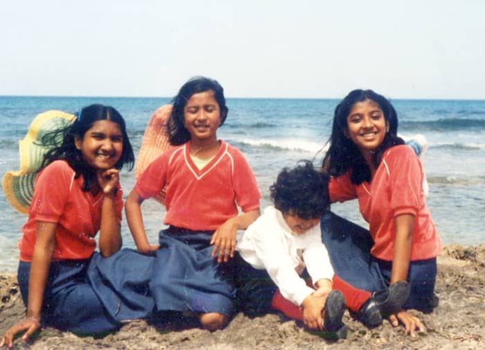 Pic19: My Sisters and I Sitting Near the Sea Along with a Family Friend’s Little Daughter