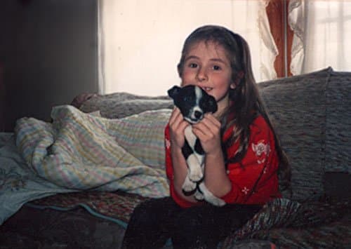 This is Mandy a little puppy that my family adopted from a shelter for Christmas. As my daughter would say, "She was my best friend for 14 yrs. until she died of old age. She taught me all about the magic of loving a pet!"