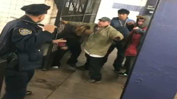 The lone traffic cop takes on a gang of scabs who dared to cross the picket line of personnel who were on strike.