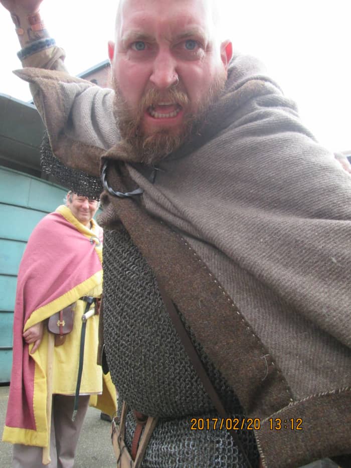 This is Huscarl - household warrior of a jarl or king - at Coppergate Square, York, just outside the newly re-opened Jorvik Viking Centre during the Jorvik Viking Festival in February, 2017