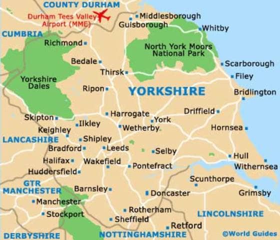 Yorkshire as it is. The Ridings went in 1974 in local government boundary reshuffles, to be redrawn after outcry and partly reconstituted. The East and West Ridings lost land to North Yorkshire - which lost land to County Durham
