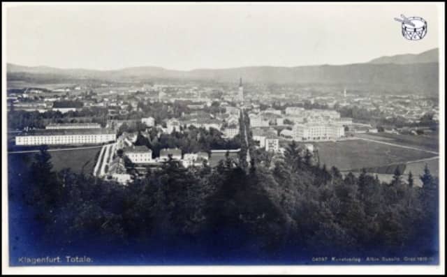 Post WWII Klagenfurt, provincial capital of Carinthia in southern Austria. To the south Slovenia in Yugoslavia, south-west is Italy; some way to the east were the Russians in Styria, north the Americans, west the French