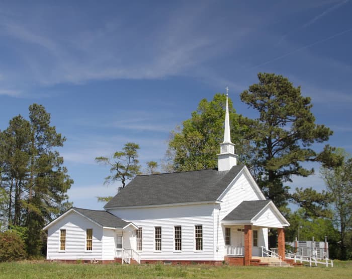 This is a church like the one Rhonda went to visit when her mother was working.