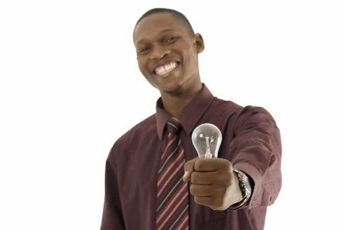 You stand and use a light bulb that you have in your pocket and say, "I have a Bright Idea! Who all's out of town?"