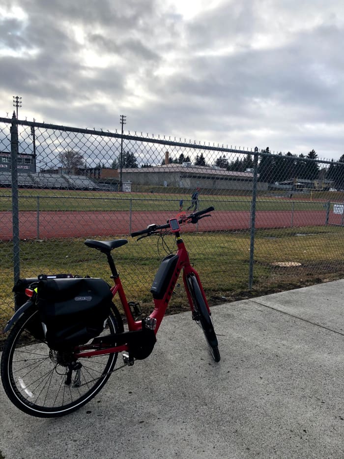 For slippery and dark winter commutes, I purchased for our e-bike a set of studded tires with reflective white walls