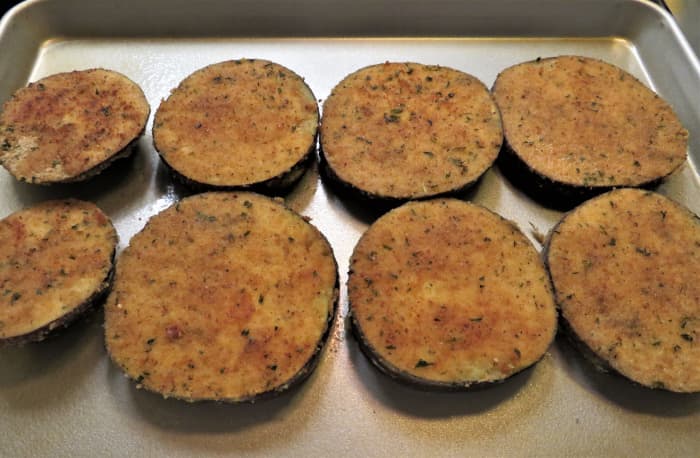 Put into a sheet pan sprayed with Pam or another type of cooking spray.