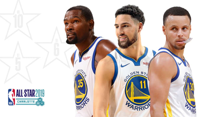 Kevin Durant, Klay Thompson, and Stephen Curry, of the Golden State Warriors, were named 2019 NBA All-Stars