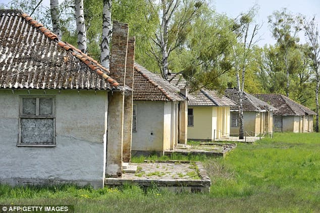 These dormitories of "Peaceful Village" ironically became Nazi military barracks during the war. They have not been used since.