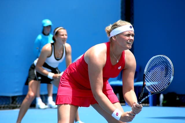 Anna Lena Groenefeld receiving at the Australian Open in Melbourne 2012. Grönefeld was born in born 4 June 1985 in Nordhorn, Germany. Up until 2006, she was coached and trained in Scottsdale, Arizona, but now she lives and trains in Saarbrücken.