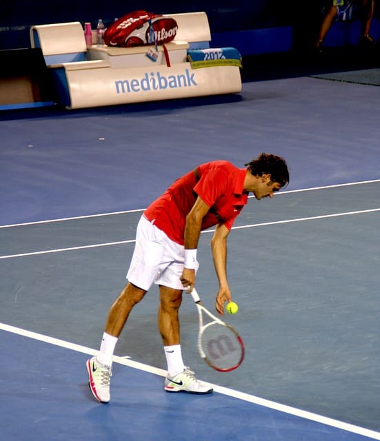 Roger Federer makes his serve look effortless. Like most pros, he uses a form of backhand grip for serving; in Federer's case, a mild eastern backhand.