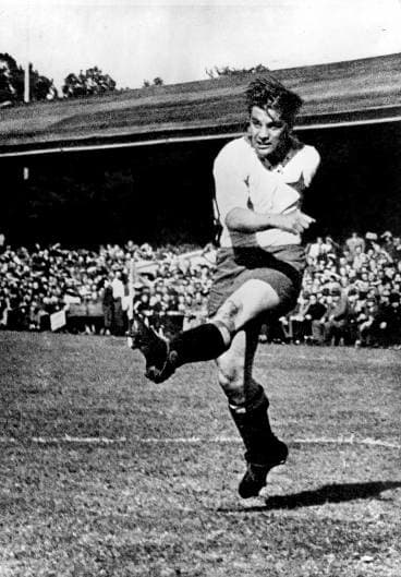 Sweden's Gunnar Nordahl in action while playing his club football in Norrköping in 1948. Nordahl is considered one of Sweden's best players, despite never played for the country in a World Cup.