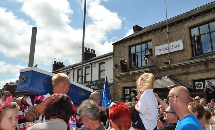 Relegation is a sad time for anyone unlucky enough to experience it. These Preston North End fans carried out a funeral procession for their team after relegation from the Championship in 2011.