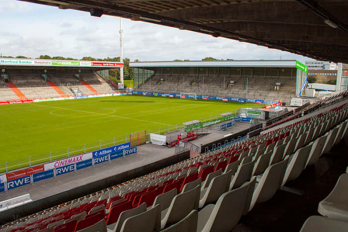 A photo of the Georg-Melches Stadion, home of Rot-Weiss Essen and the venue of Hibernian's first ever European Cup game.
