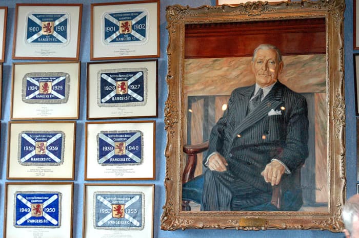 A photo of Bill Struth the legendary Rangers manager and most successful manager in Scottish Football with 30 trophies, all with Rangers.