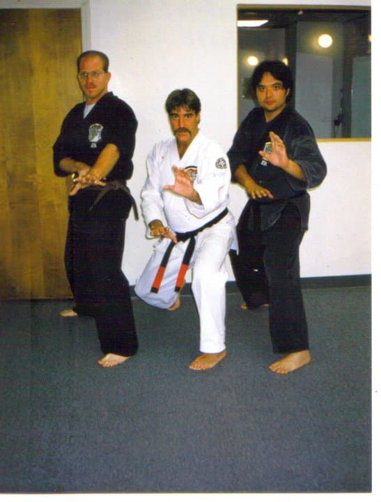 Standard fighting stance, limiting targets that the opponent can hit, but angled to allow for your own mobility and use of your own weapons.