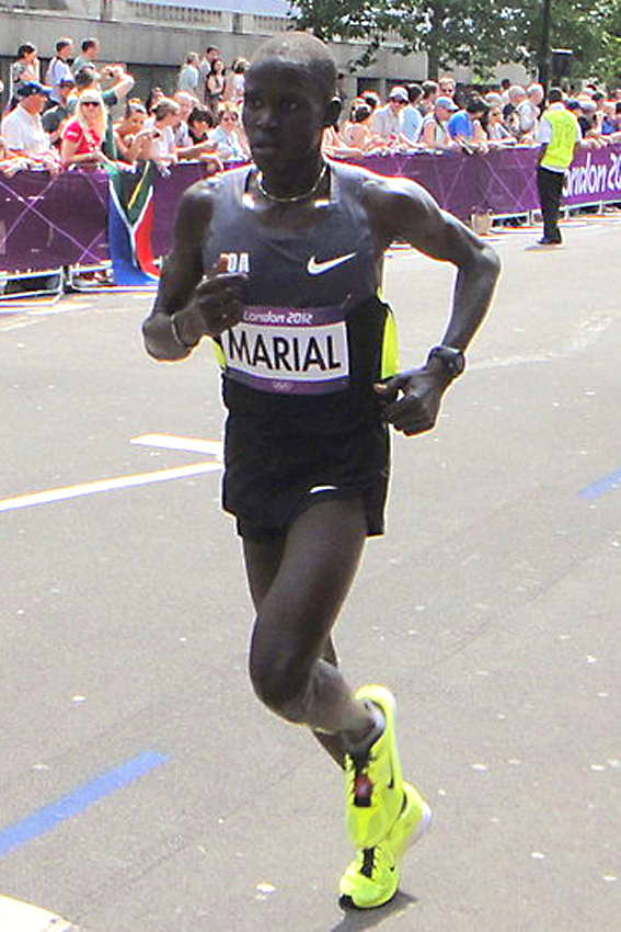 Guor Marial of South Sudan. This new nation did not have an Olympic committee, so Guor had to compete in the marathon under the auspices of the Olympic flag.