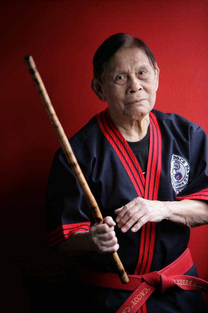 Grandmaster Cacoy Canete, practitioner of Doce Pares Eskrima and Eskrido, a system that incorporates the use of grappling, striking and multiple weapons.