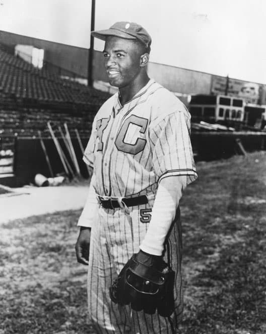 Jackie Robinson is seen during his time with the Kansas City Monarchs in the Negro Leagues.