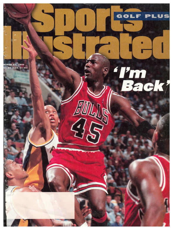 Michael Jordan announces his return to basketball as he made his way on to the cover of Sports Illustrated.