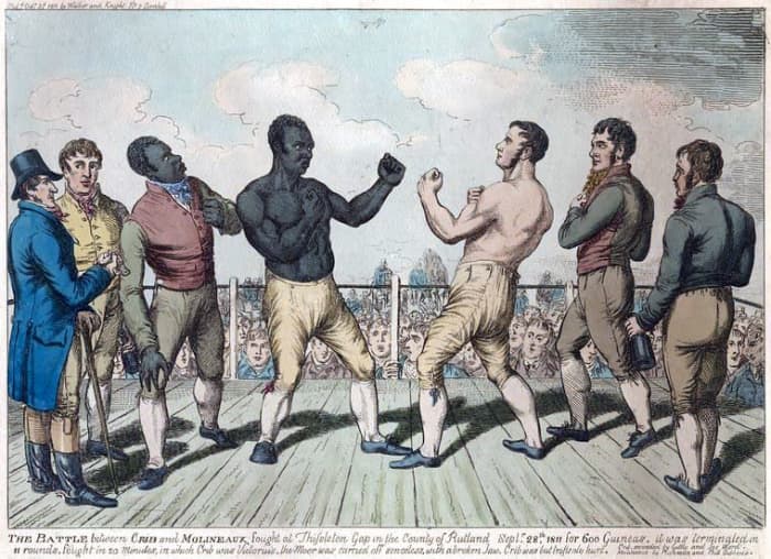 Tom Molineaux, a freed slave, fought in England. He retired in 1815, turned to drink, and died in poverty aged 34.