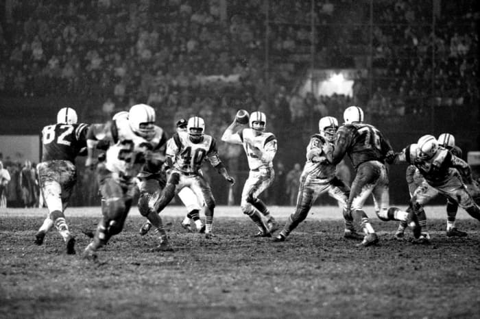 The New England Patriots, then known as the Boston Patriots, didn't appear in an AFL Championship game between 1963 and 1973.