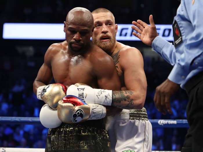 Several times during the match, McGregor went for a hold or strikes to the back of the head when Mayweather turned his back. He may have trained for months as a boxer, but Connor's body still reacted with MMA.