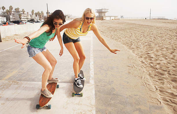 The feminine attraction to skateboarding is on the rise. it's a great way to exercise while having fun.