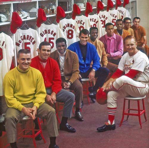 Some of the '68 Cards: Maris, McCarver, Gibson, Shannon, Brock, Cepeda, Flood, Javier and Maxvill with Mgr. Red Schoendienst.