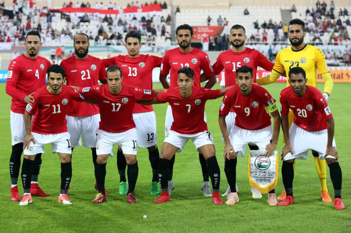 Yemen's staring lineup ahead of the 2019 Asian Cup group stage match against Iraq in Sharjah, United Arab Emirates. Captaining Yemen at this tournament was Alaa Al-Sasi (#9), Yemen all-time cap leader with 87.