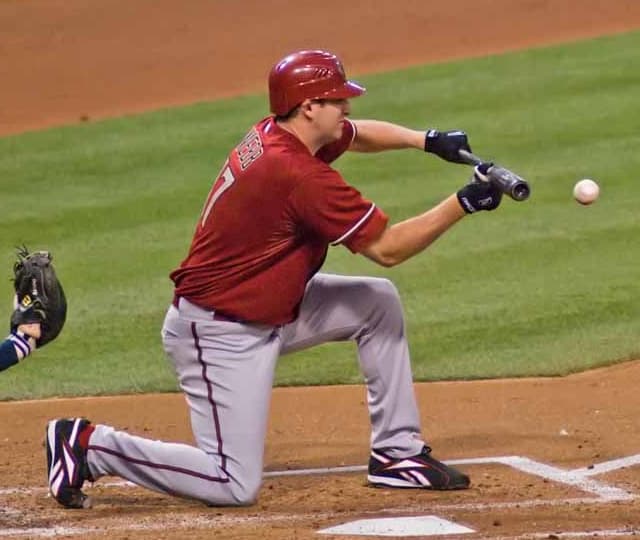 Former Arizona Diamondbacks pitcher Brandon Webb bunts during a 2007 game. Webb won the 2006 National League Cy Young Award while with the Diamondbacks.