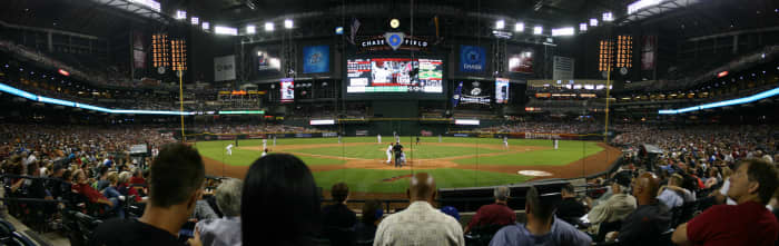 Former Arizona Diamondbacks outfielder Justin Upton bats at Chase Field in 2011.