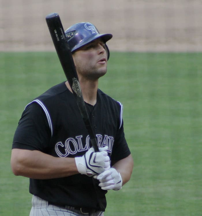 Former Colorado Rockies outfielder Matt Holliday prepares for an at-bat during the 2007 season.