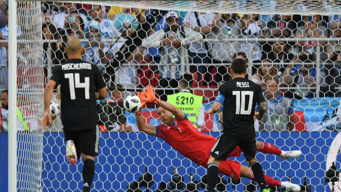 Iceland's moment during the 2018 World Cup came in Moskva when Hannes Þór Halldórsson save Lionel Messi's penalty kick against from Argentina's Lionel Messi to preserve a 1-1 draw. Hannes is also a part-time filmmaker when not playing football.