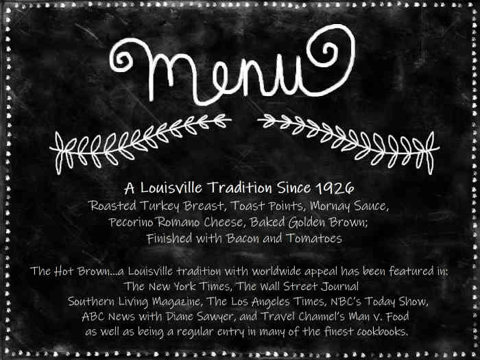 Using the actual wording from the Brown Hotel menu, I created this graphic.
