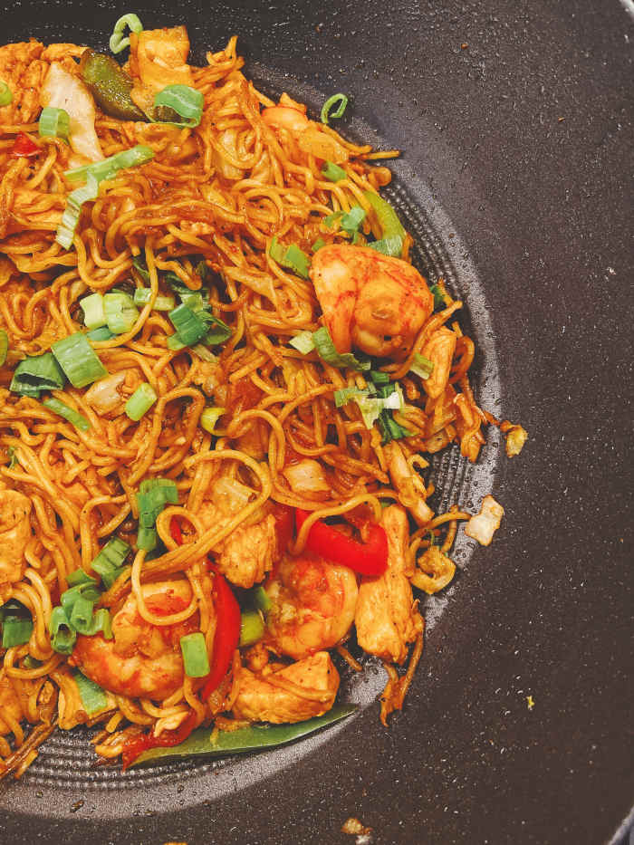 I used a wok to cook my fried noodles.