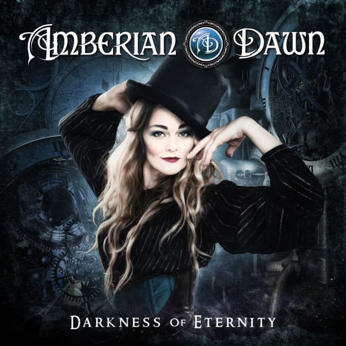 In the center of the album cover for Darkness of Eternity is Capri Virkkunen who looks like a very beautiful magician.