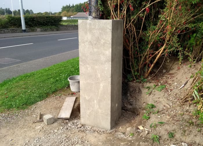 Concrete is a cheap, strong material that can be used for making lots of things like gate pillars and pavements.