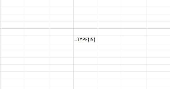This illustration shows the TYPE function being used with a cell reference. The TYPE function is great for understanding what type of data is available. This function is very useful when using functions that can accept varying types of data.