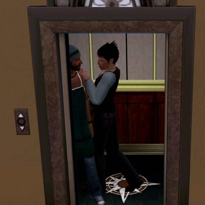 Elevator WooHoo in "The Sims 3. 