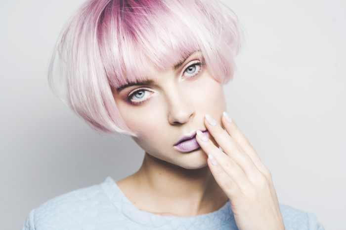 Pastel violet hair.