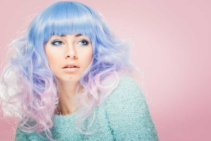 Blue and lilac cotton candy hair.