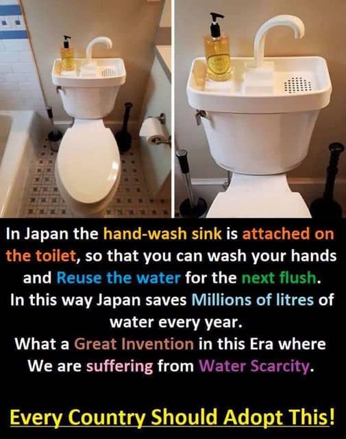 Japan has a unique toilet of its own that saves even more water than do the U.S. low-flow toilets.