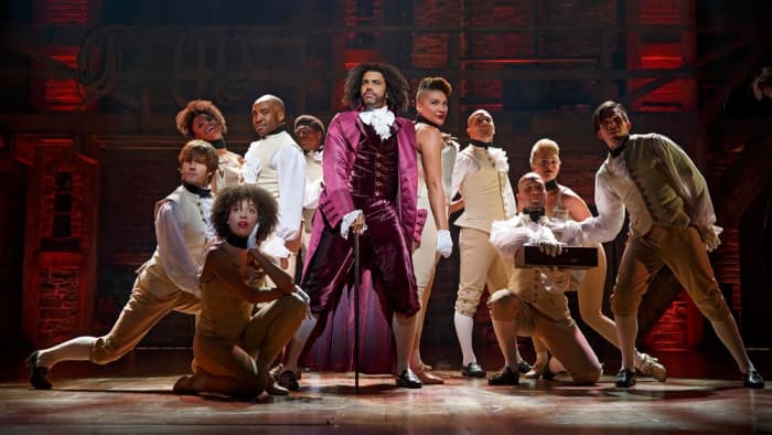 Visual references are also abundant in "Hamilton," with Thomas Jefferson's outfit being reminiscent of Prince's Purple Rain coat.